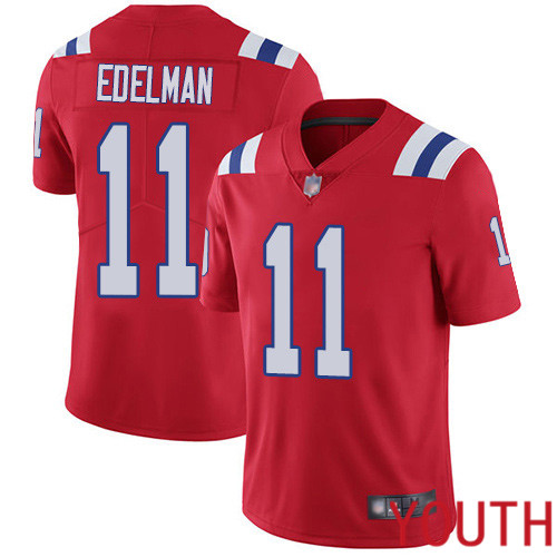 New England Patriots Football #11 Vapor Limited Red Youth Julian Edelman Alternate NFL Jersey